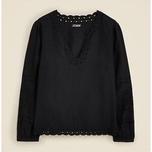 J. Crew Bungalow embroidered top in linen  sz XL